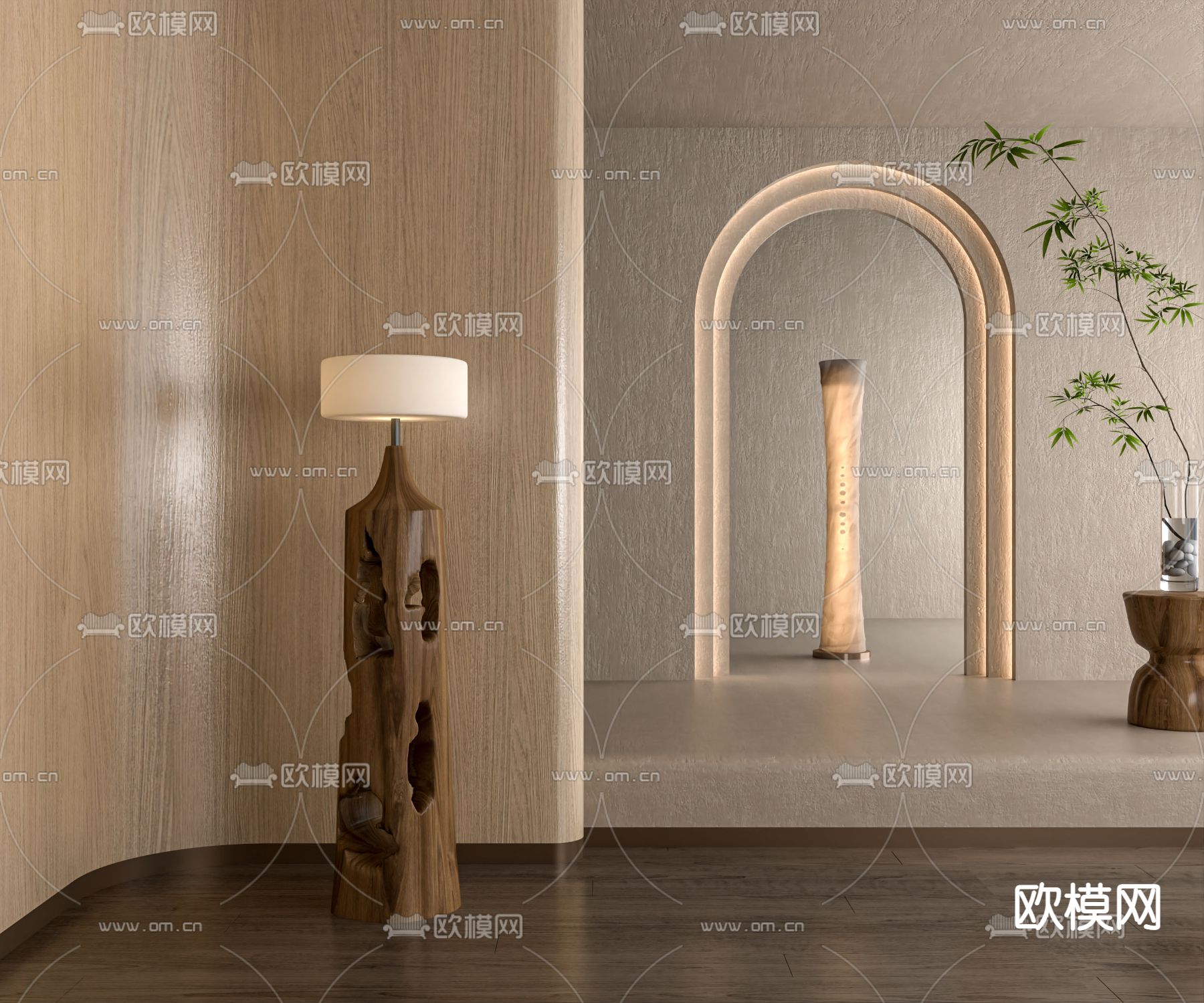 侘寂风落地灯3d模型下载