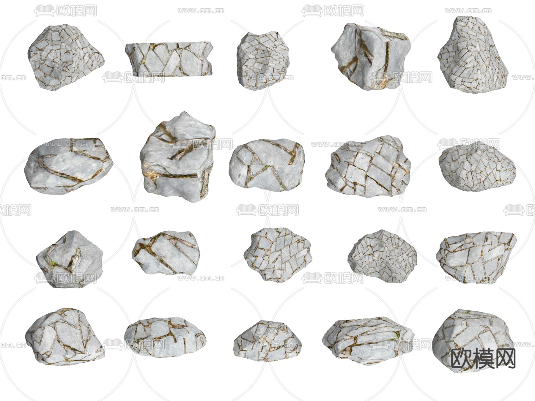 石头 青石 景观石3d模型下载