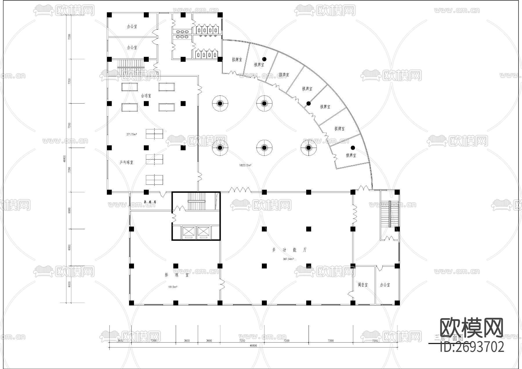 现代风格高层综合楼建筑CAD施工图下载（渲染图3）