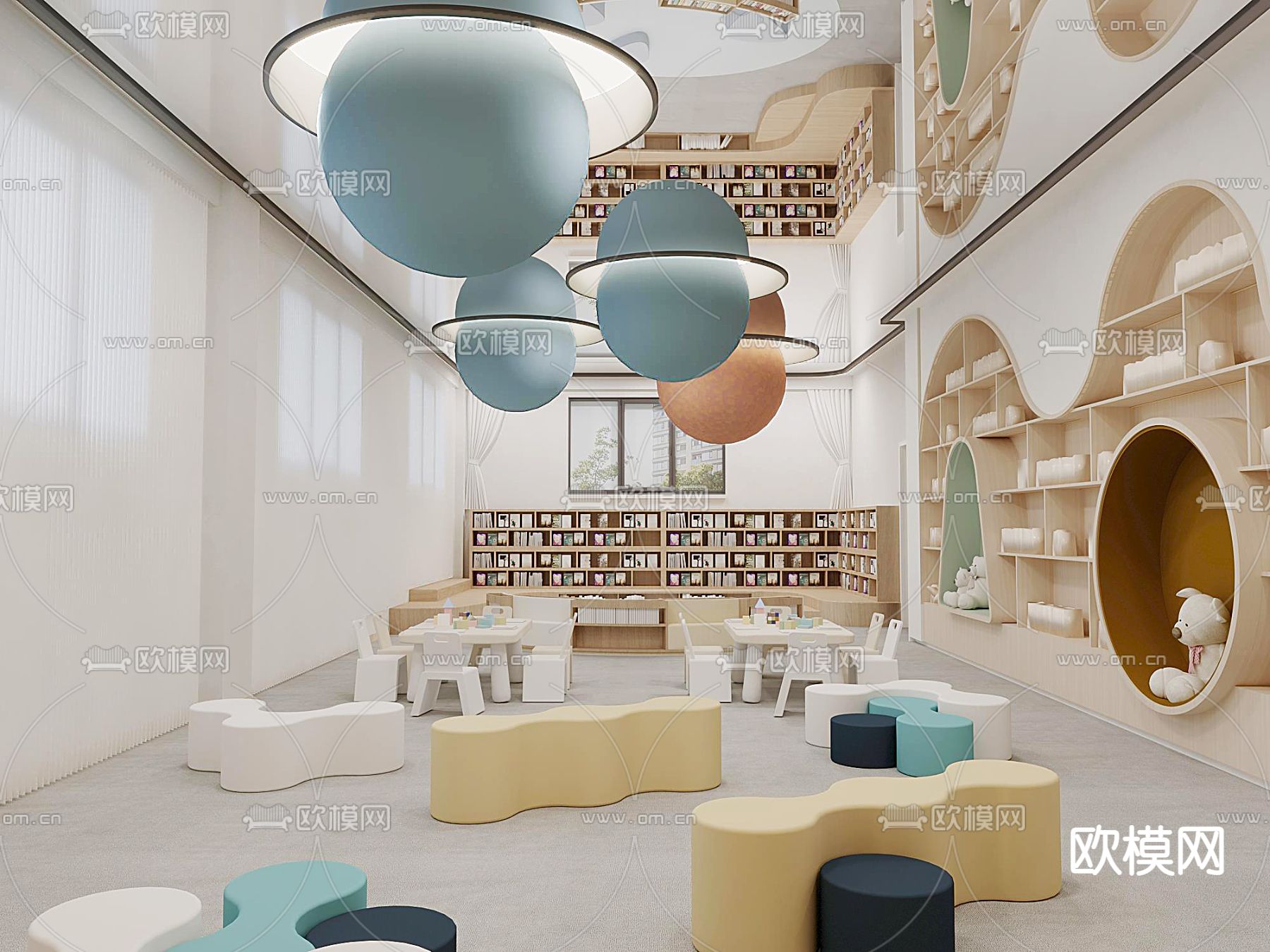 图书馆 儿童阅览室3d模型下载