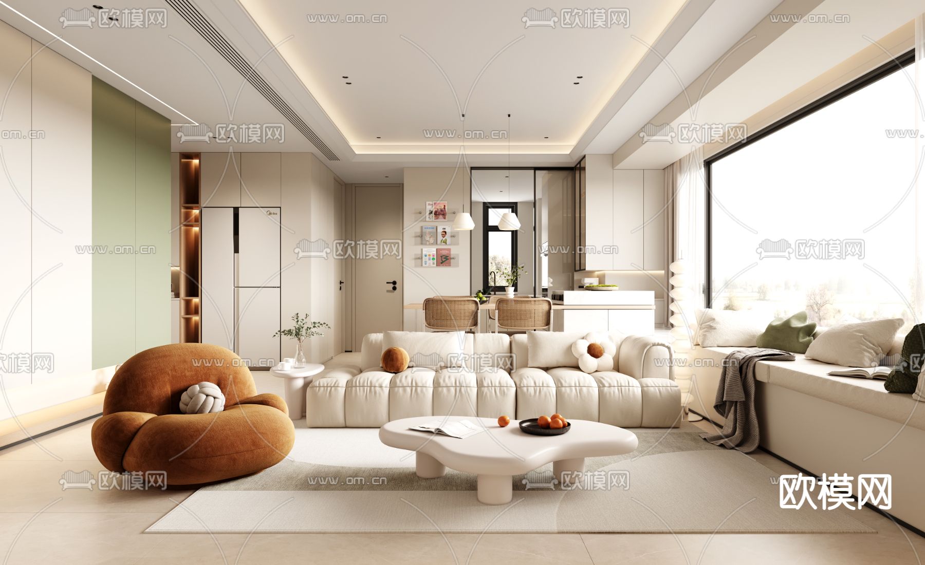 北欧客餐厅3d模型下载（渲染图1）