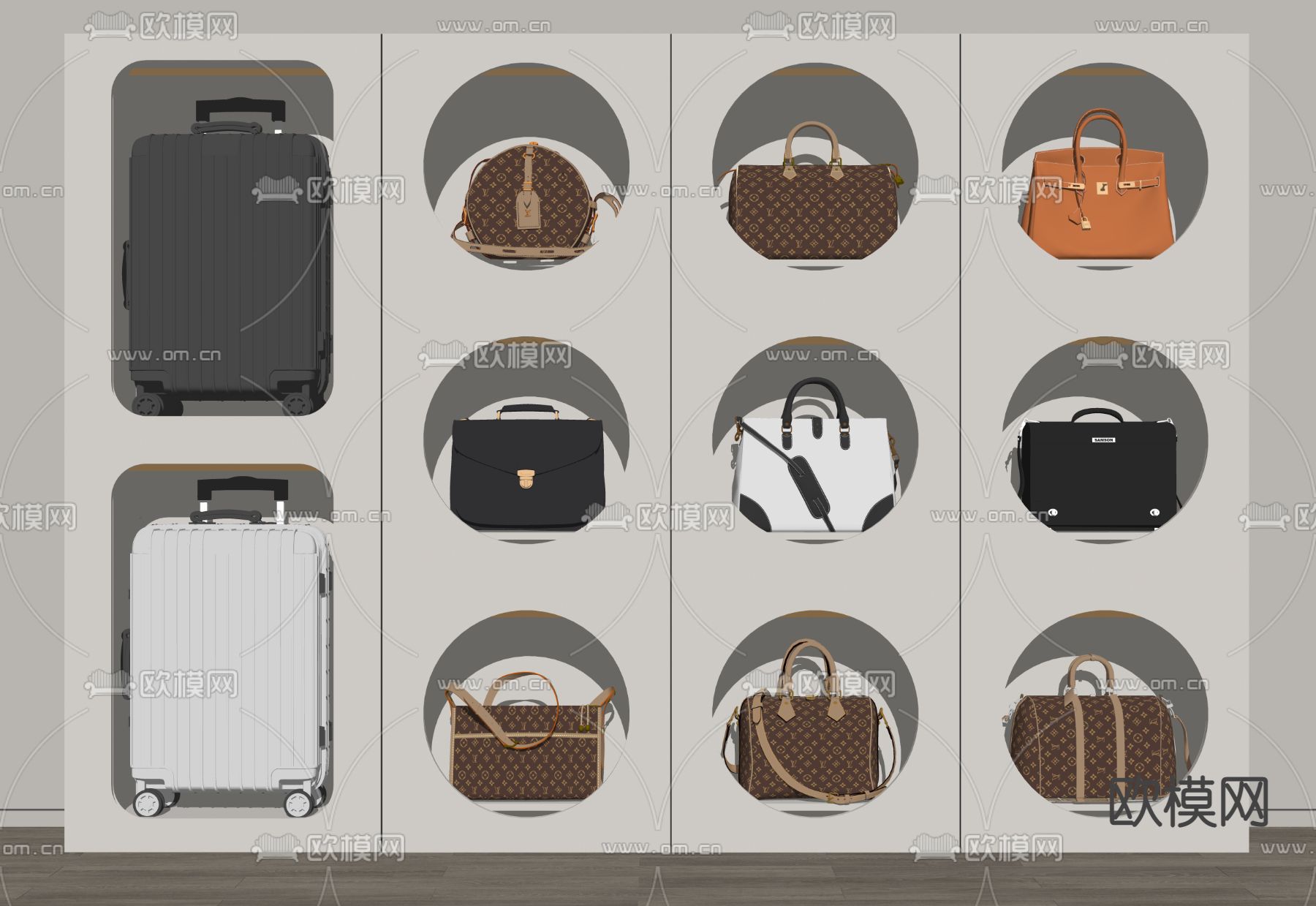 箱包 包包 行李箱su模型下载（渲染图2）