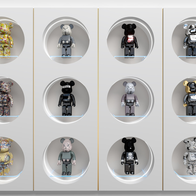  潮玩手办 公仔墙su模型 