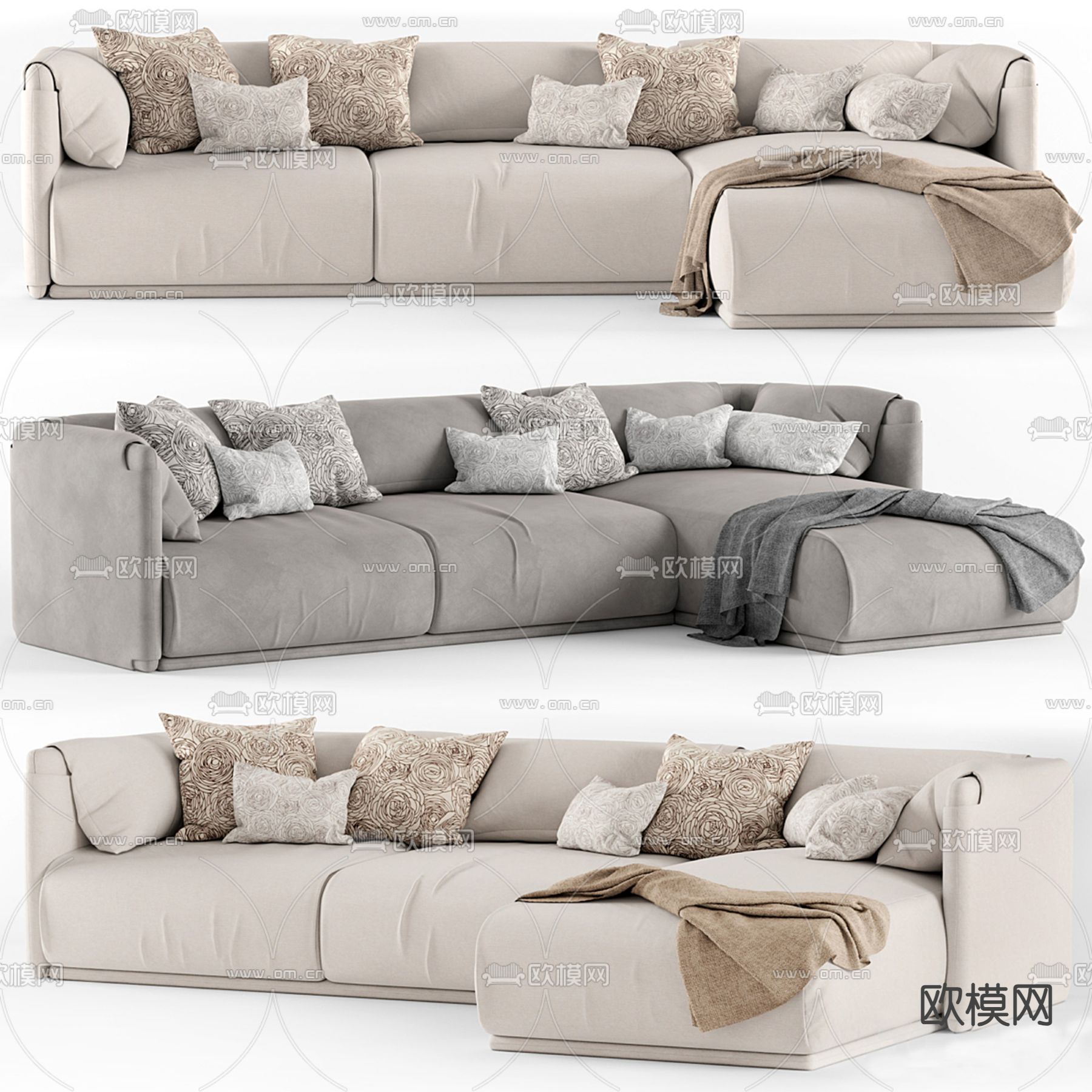 转角沙发3d模型下载