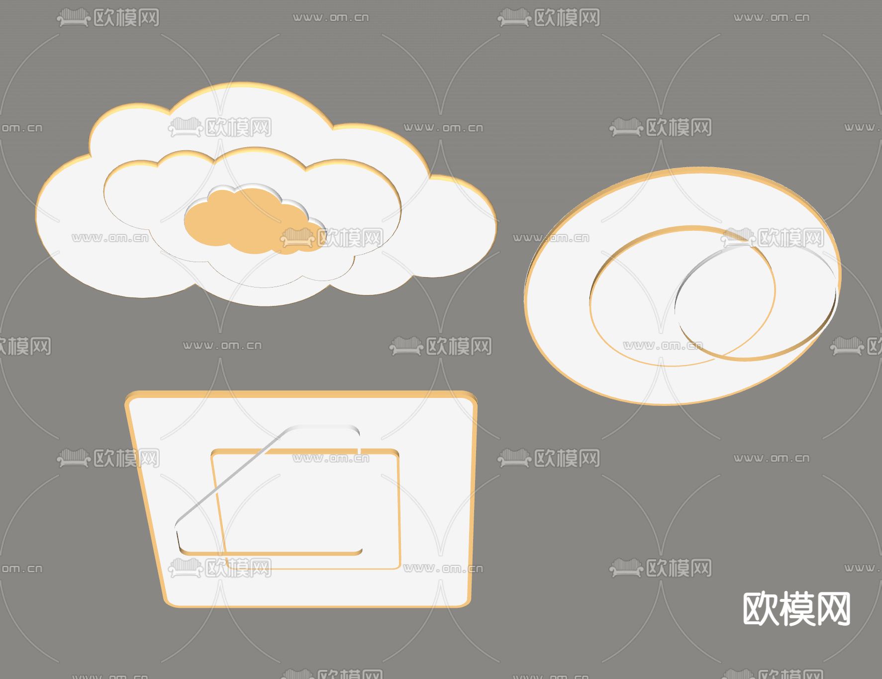 现代吸顶灯su模型下载（渲染图2）