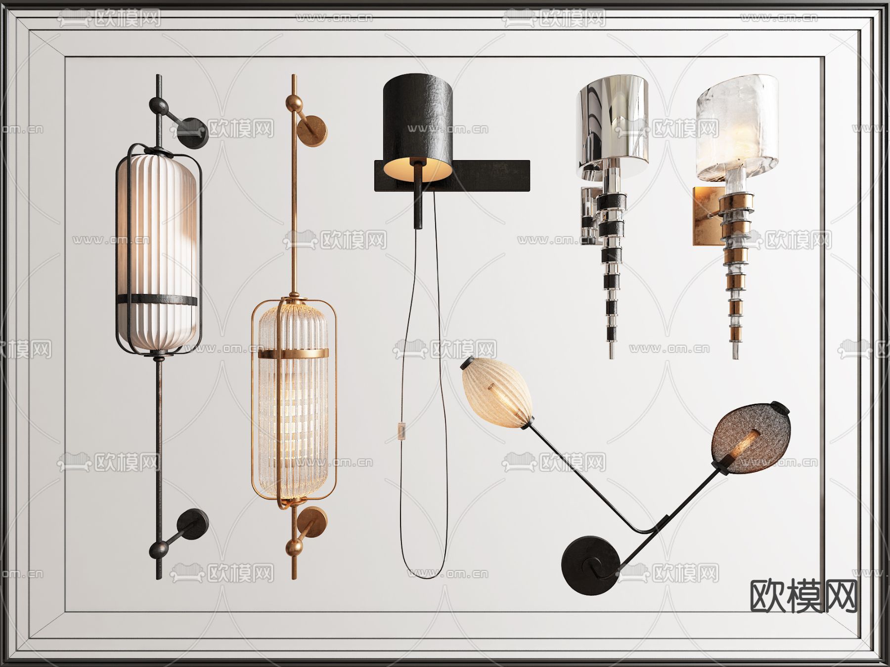 轻奢壁灯3d模型下载