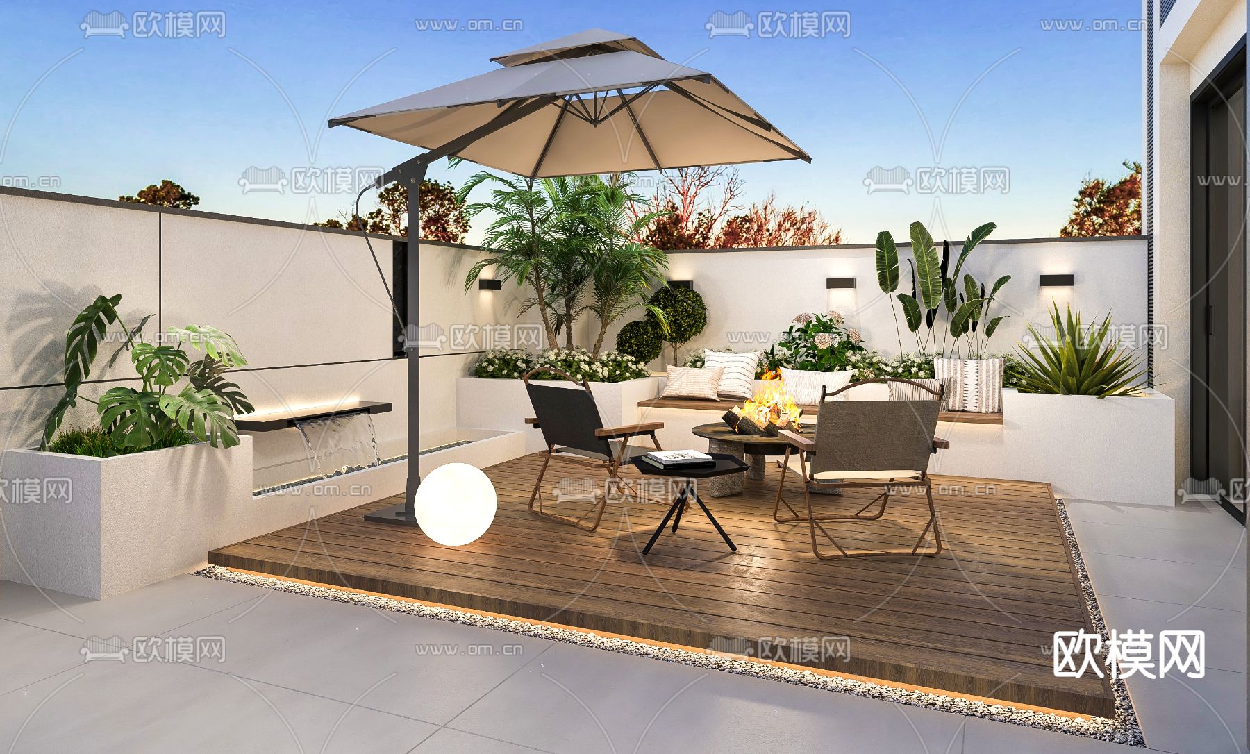 阳台花园 屋顶花园3d模型下载