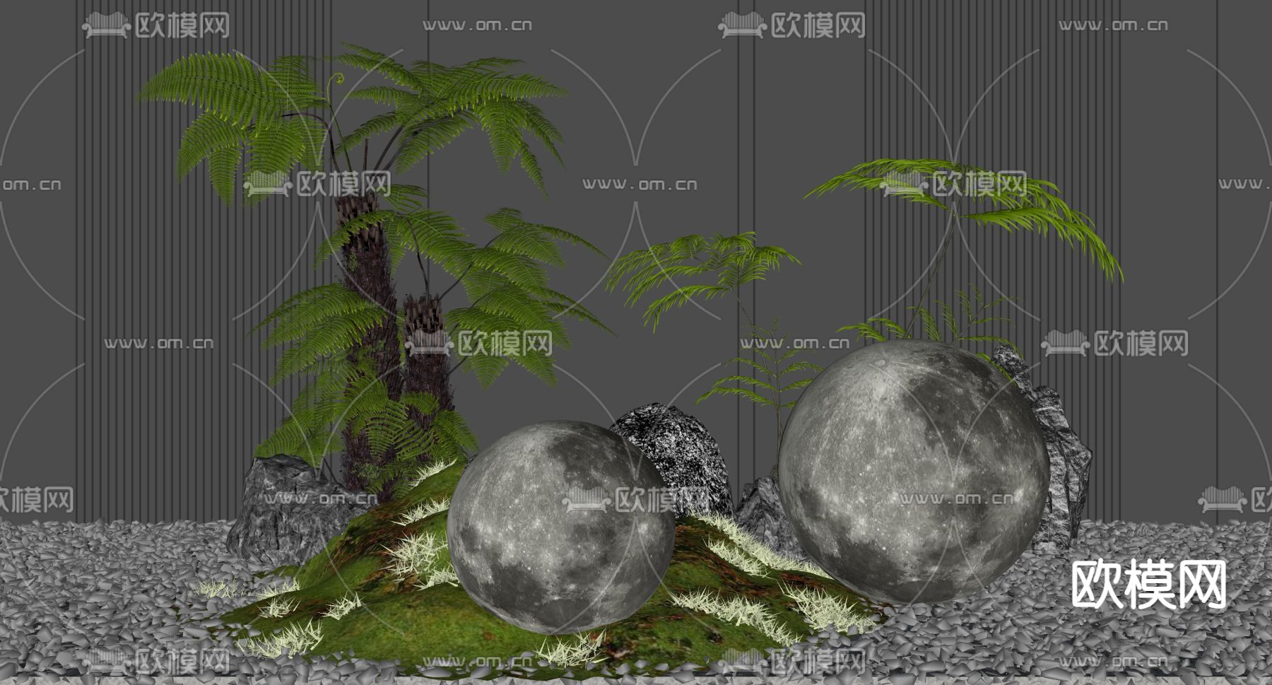 月球灯 创意灯 装饰灯su模型下载（渲染图2）