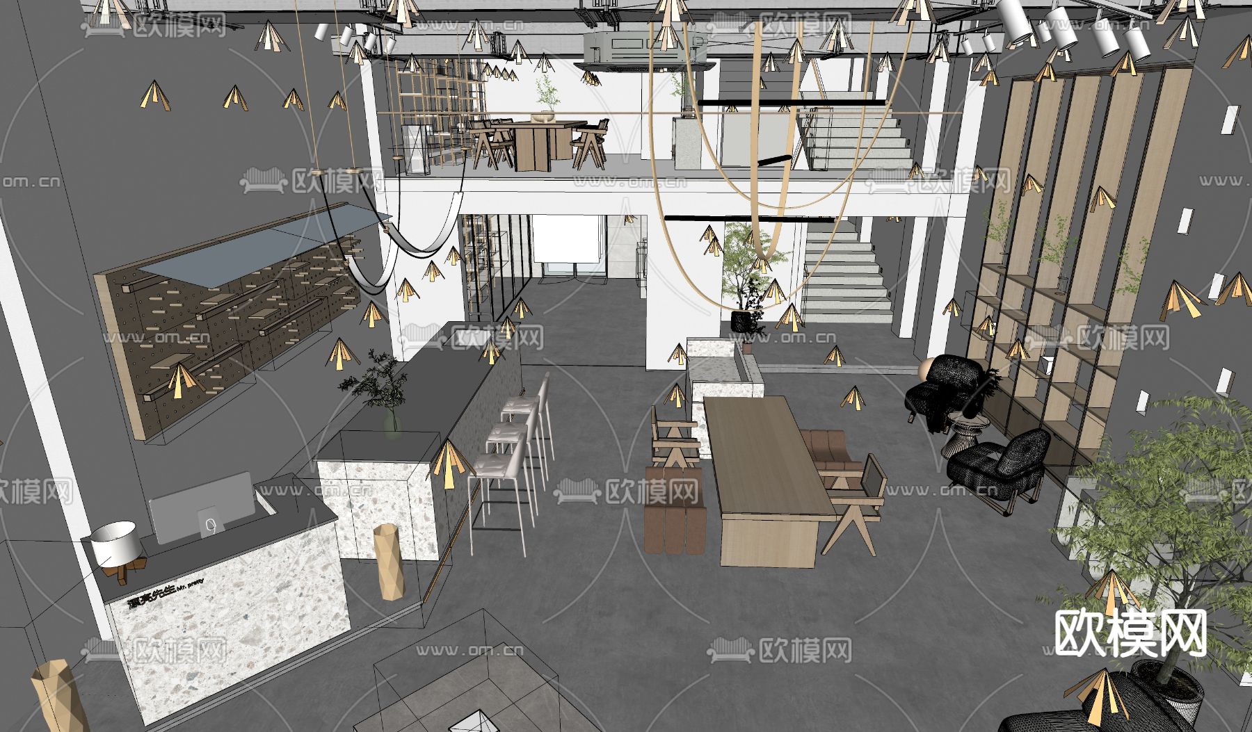 轻奢休闲会馆 茶馆su模型下载（渲染图5）