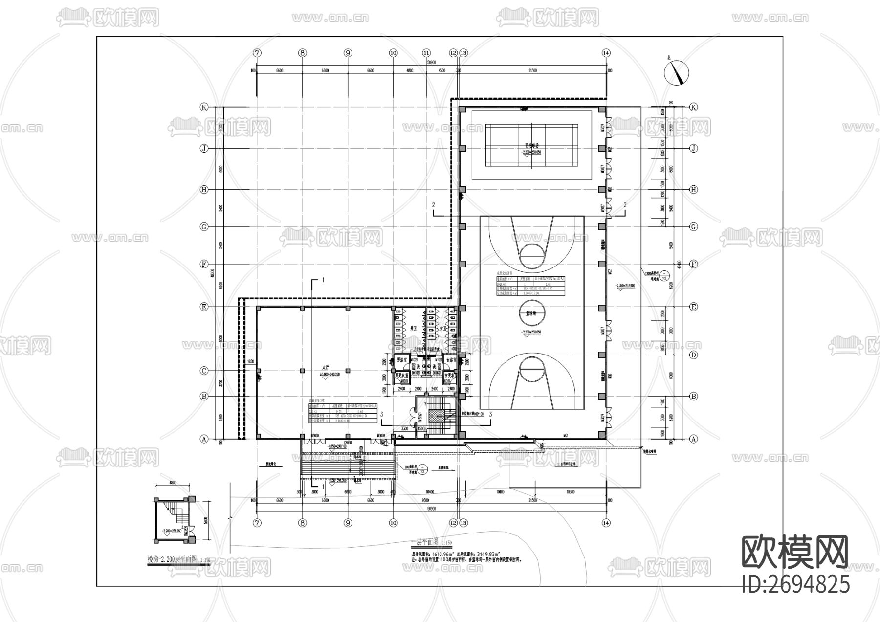 社区健身中心cad施工图下载（渲染图3）