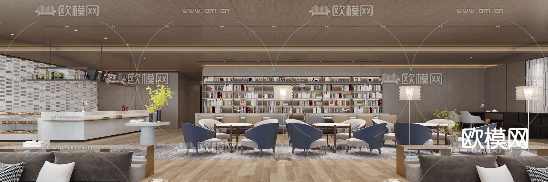 图书馆 书吧 阅览室3d模型下载（渲染图3）