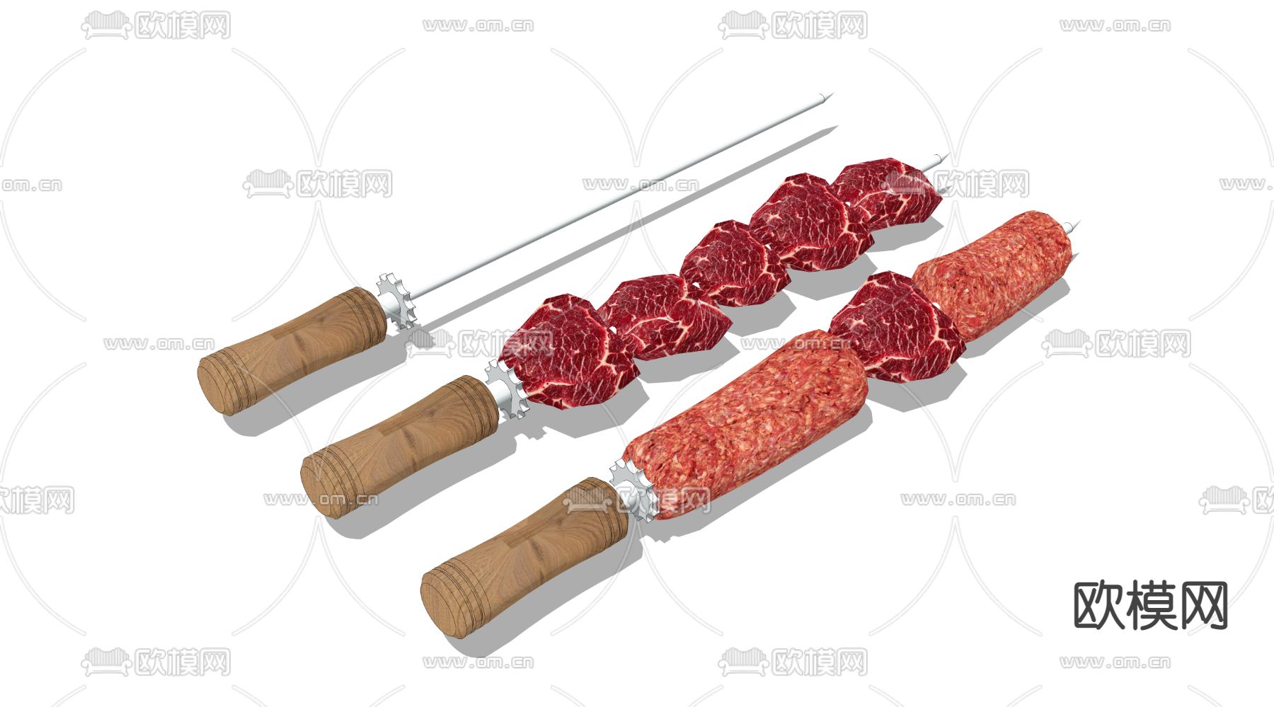 现代烤牛肉串su模型下载（渲染图2）