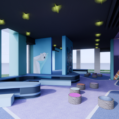  现代小区活动中心su模型 