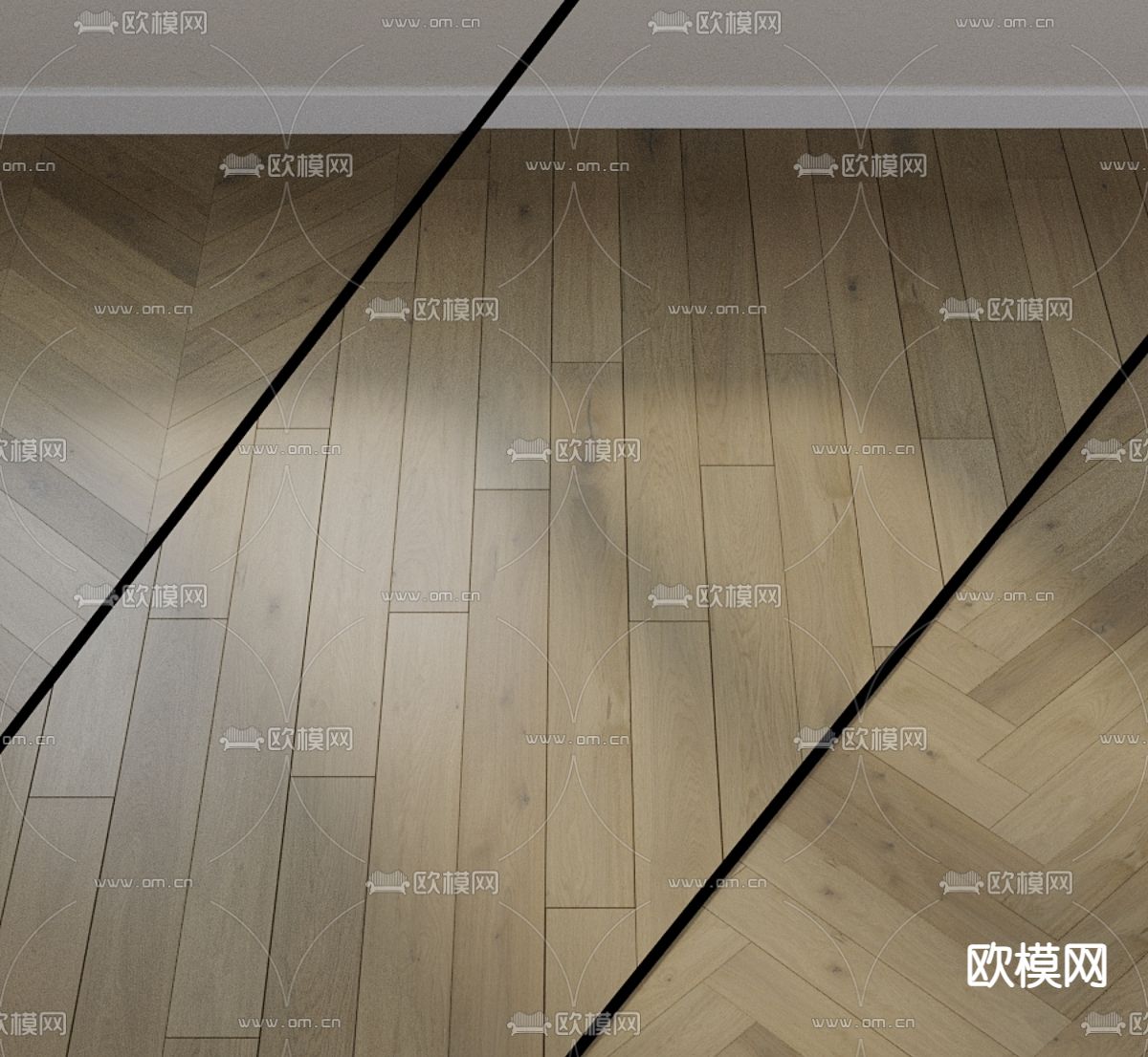 现代木地板su模型下载（渲染图1）