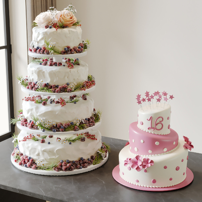  现代多层蛋糕 生日蛋糕su模型 