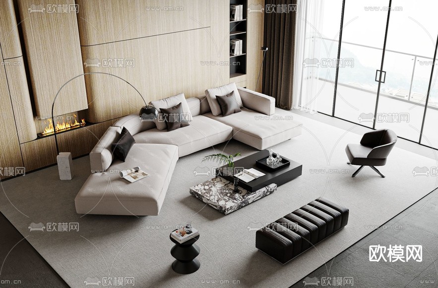 现代组合沙发3d模型下载