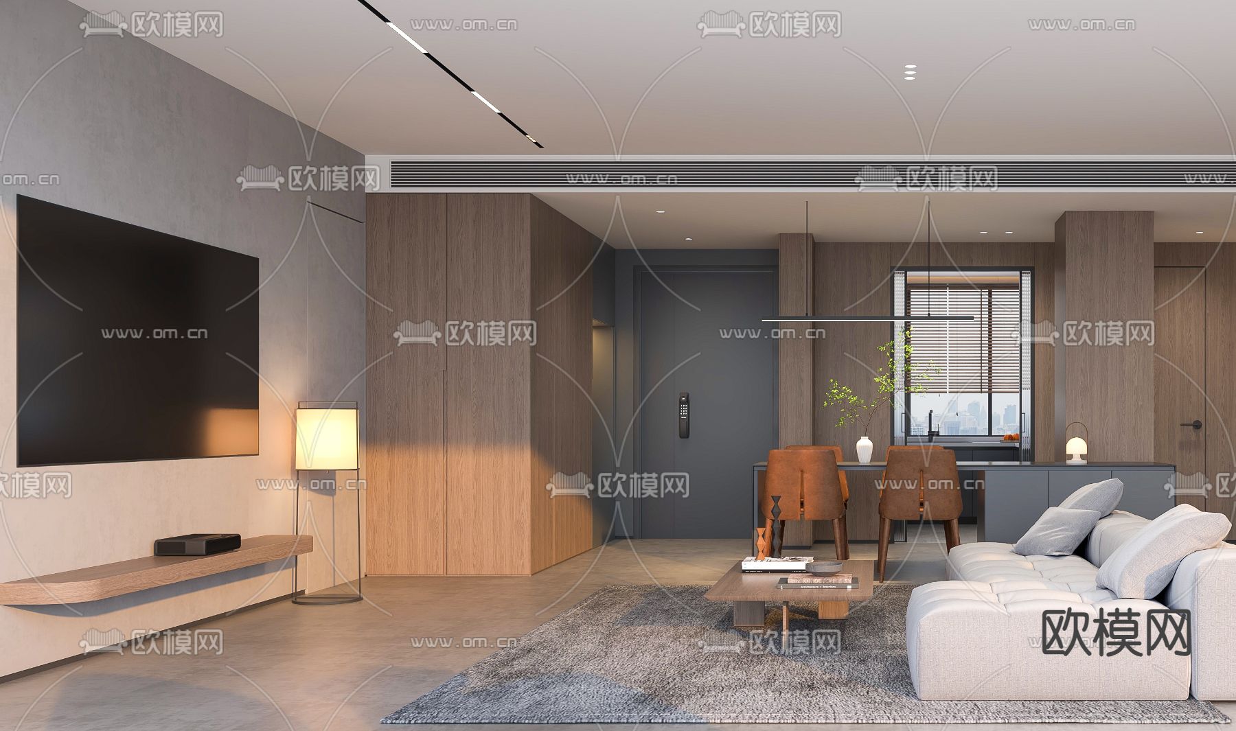 北欧客餐厅3d模型下载（渲染图1）