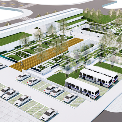  公园停车场su模型 