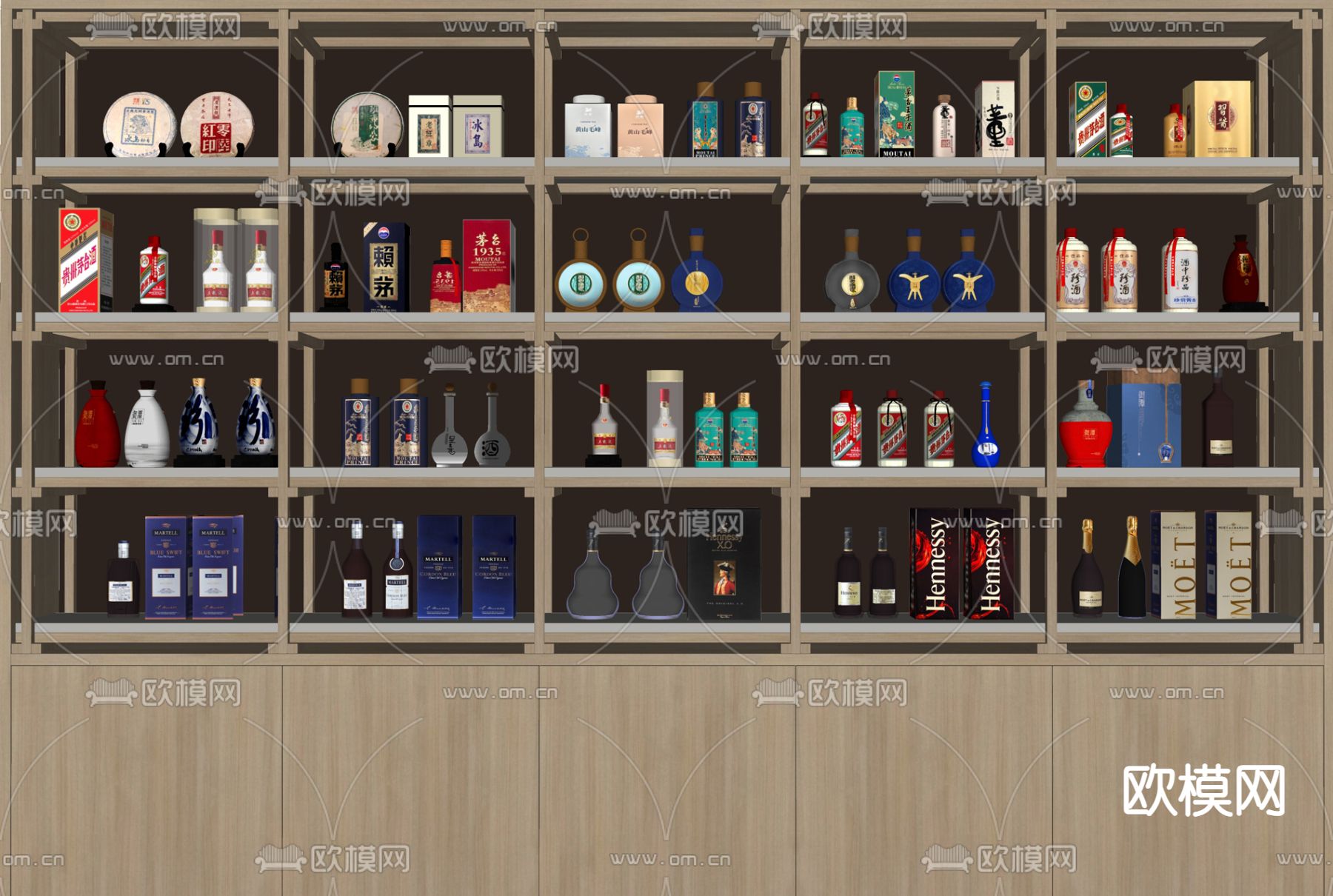 酒柜 酒水 酒瓶 洋酒su模型下载（渲染图2）