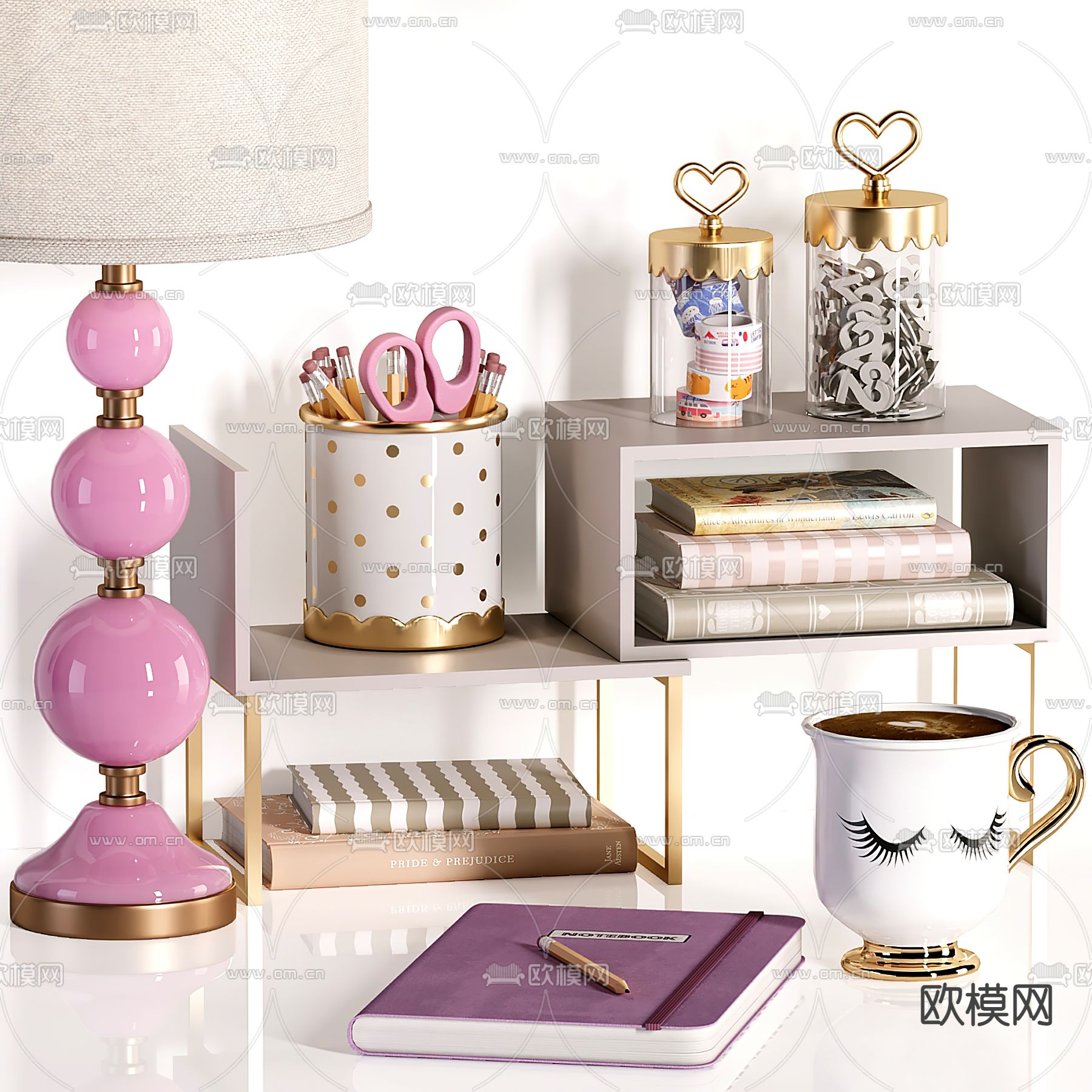 儿童装饰品 摆件 台灯 收纳盒3d模型下载（渲染图2）