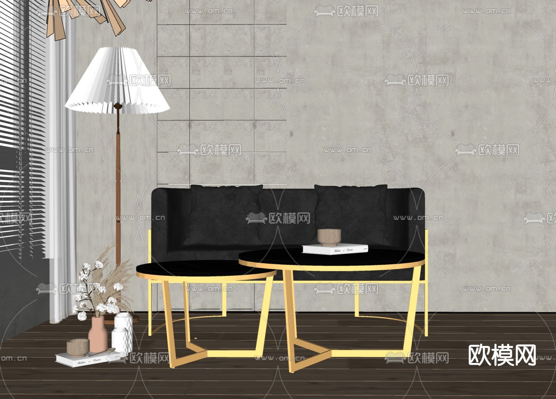 茶几休闲沙发su模型下载（渲染图2）