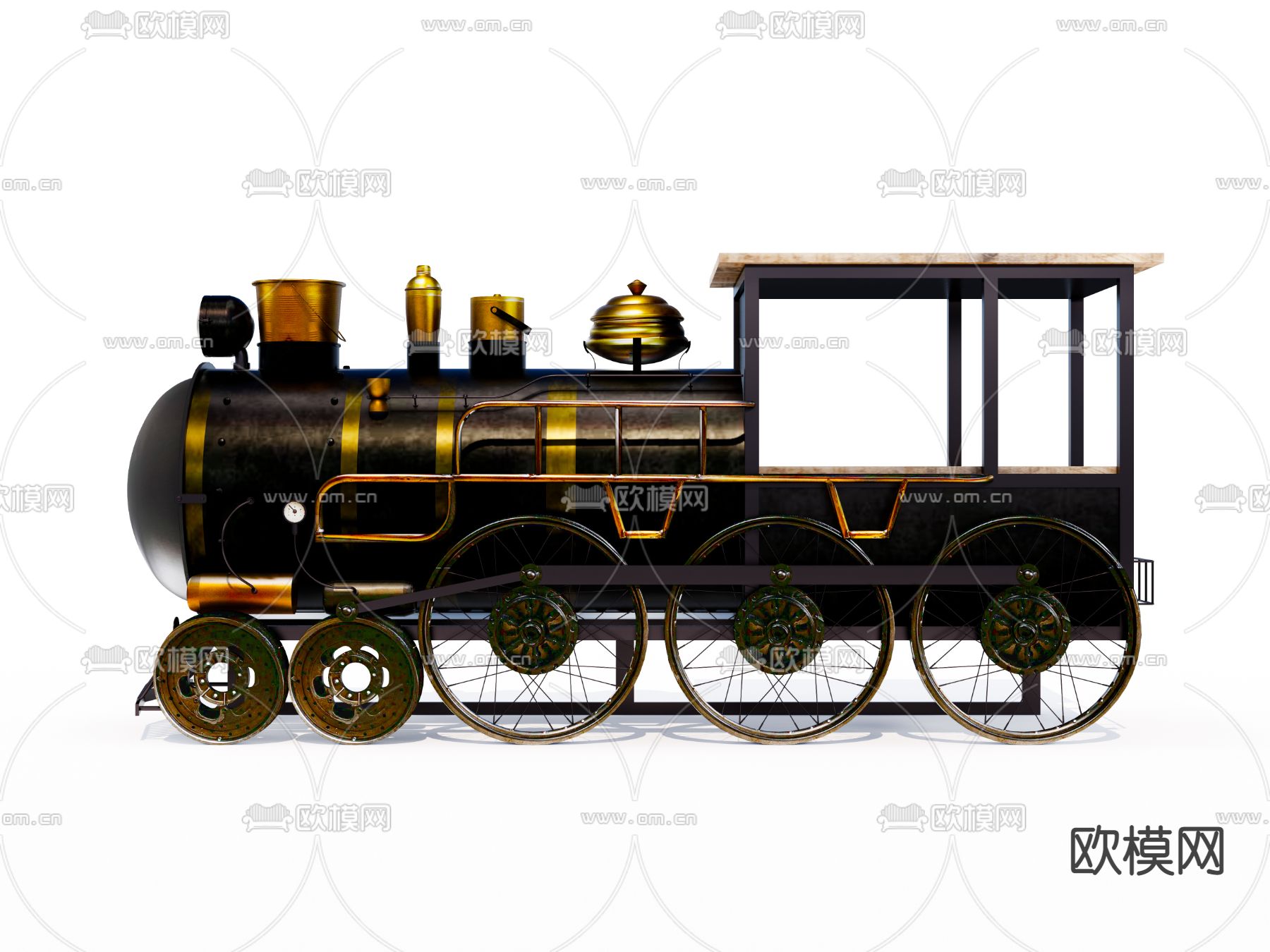 工业风蒸汽火车su模型下载（渲染图1）
