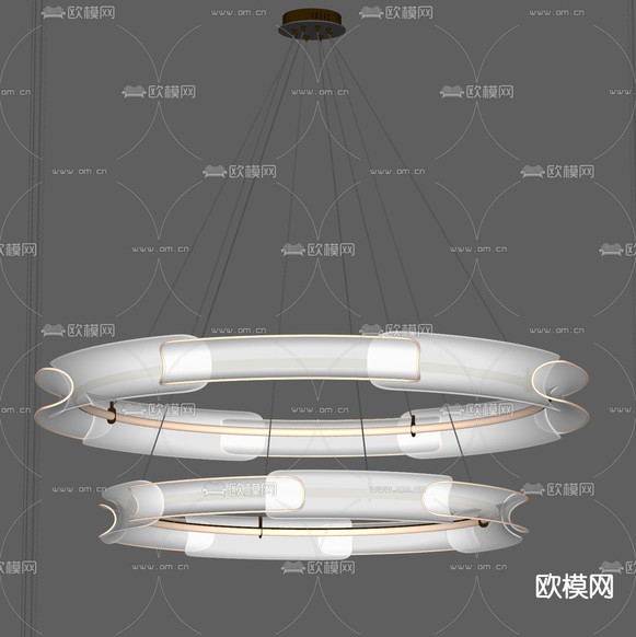 轻奢玻璃吊灯 双层吊灯su模型下载(渲染图2)