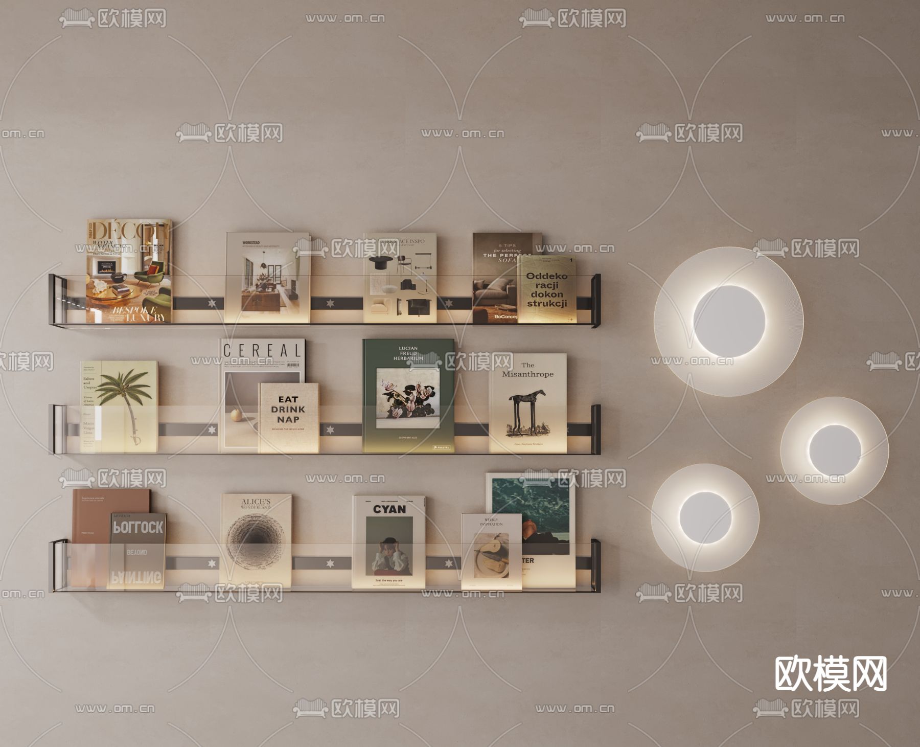 现代杂志架 壁架su模型下载（渲染图1）