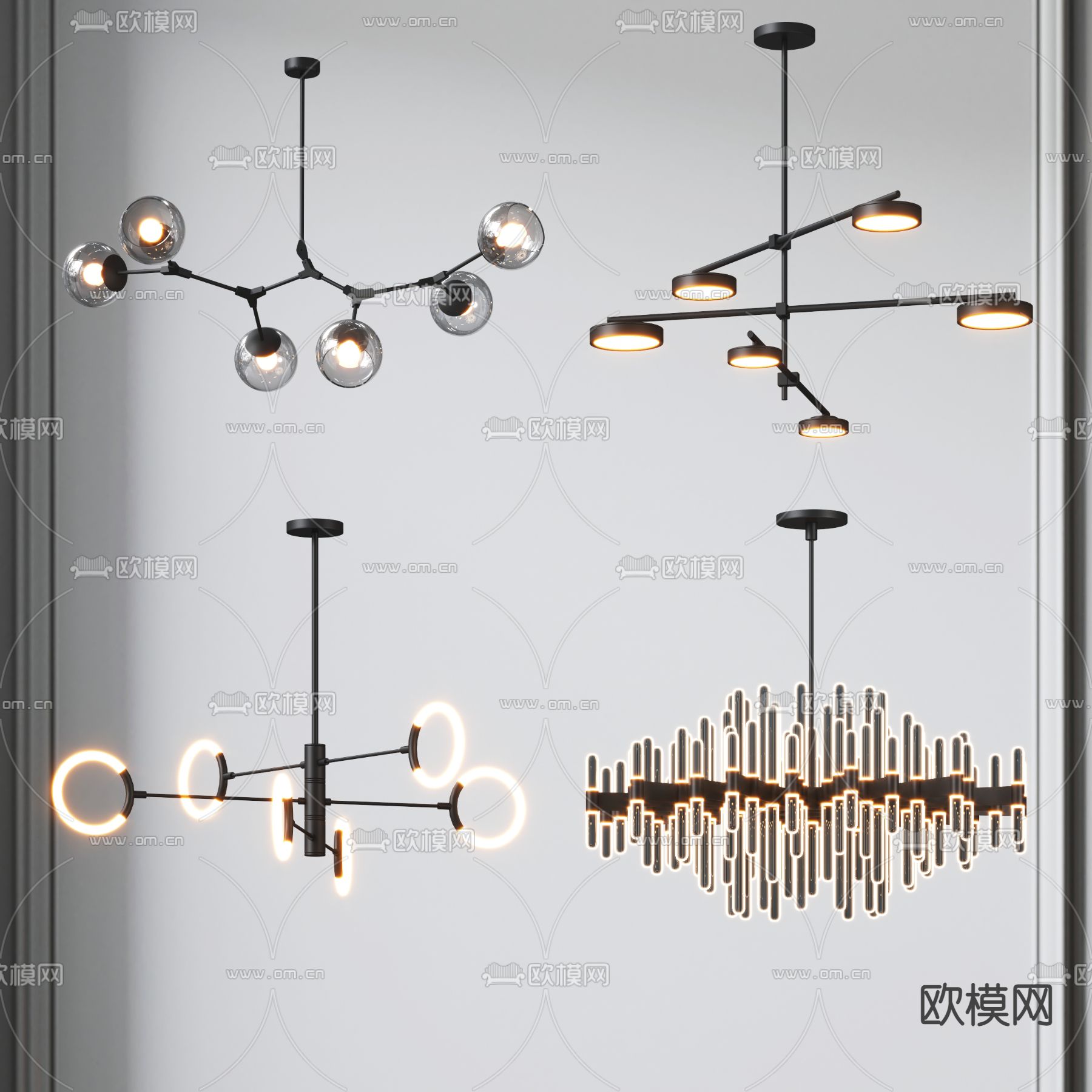 轻奢吊灯su模型下载（渲染图1）