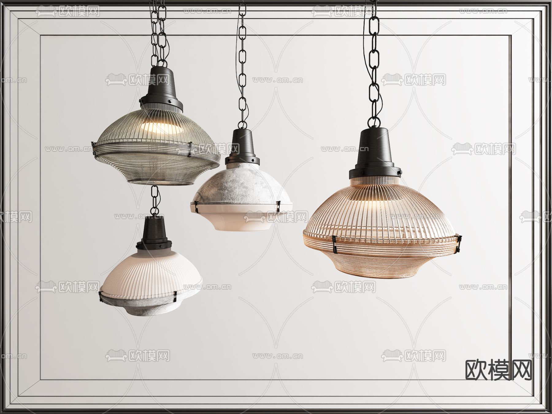 工业风吊灯su模型下载（渲染图1）