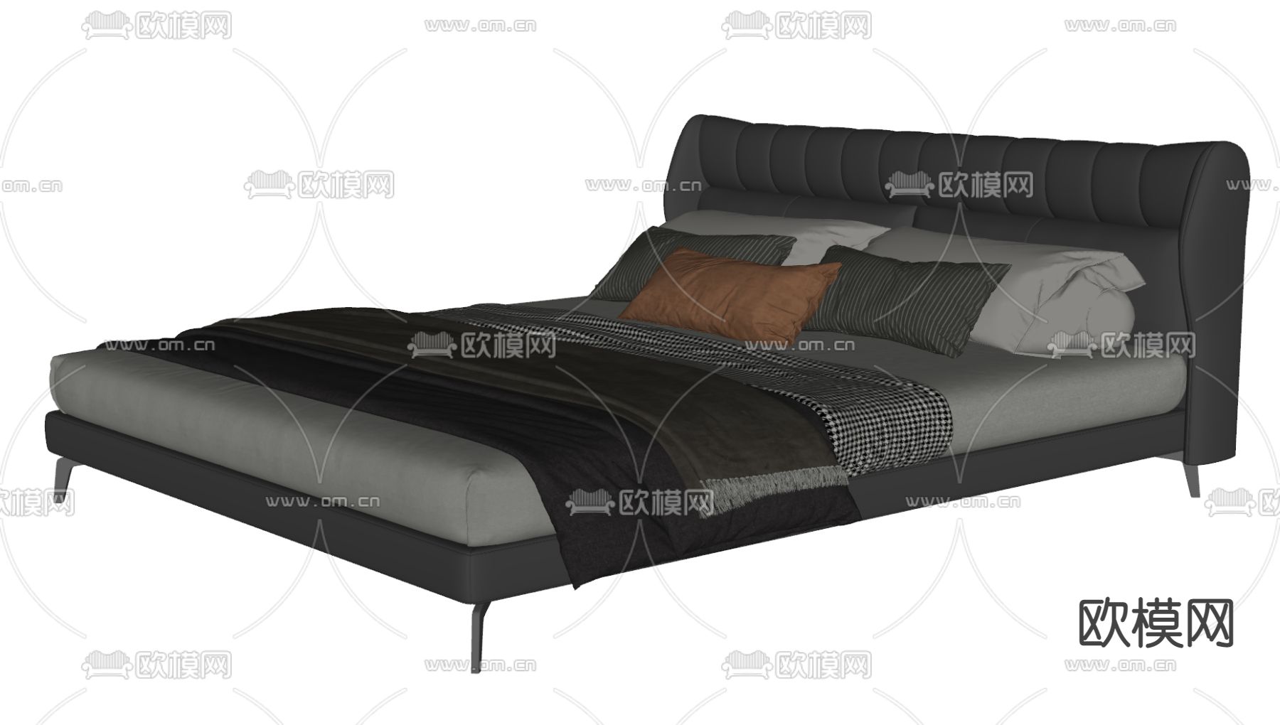 pertica 双人床su模型下载（渲染图2）