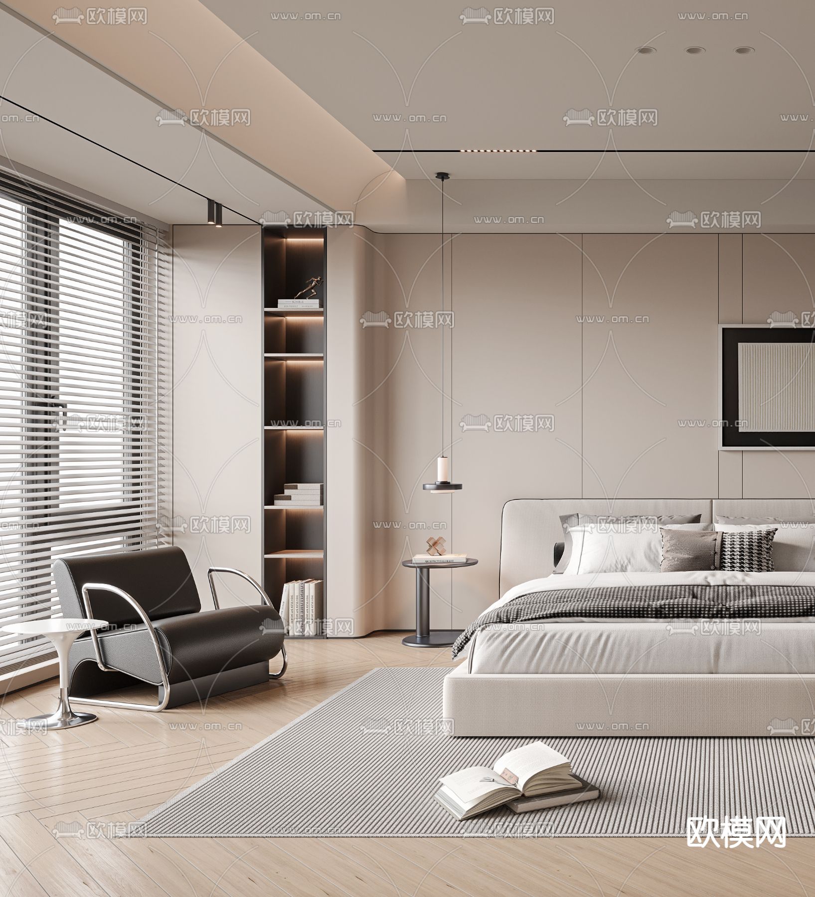 奶油风卧室 主卧3d模型下载（渲染图2）