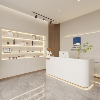  现代美容院 前台su模型 