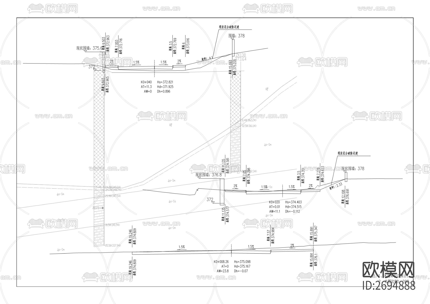 照母山支路工程cad施工图下载（渲染图5）