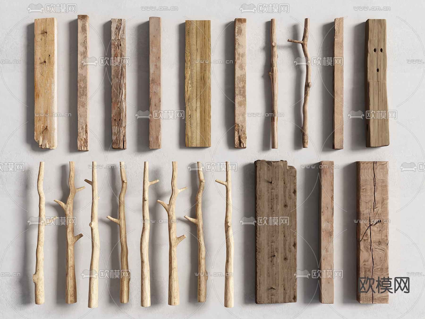 旧木板 旧木头 老木头 木条 木块su模型下载（渲染图1）