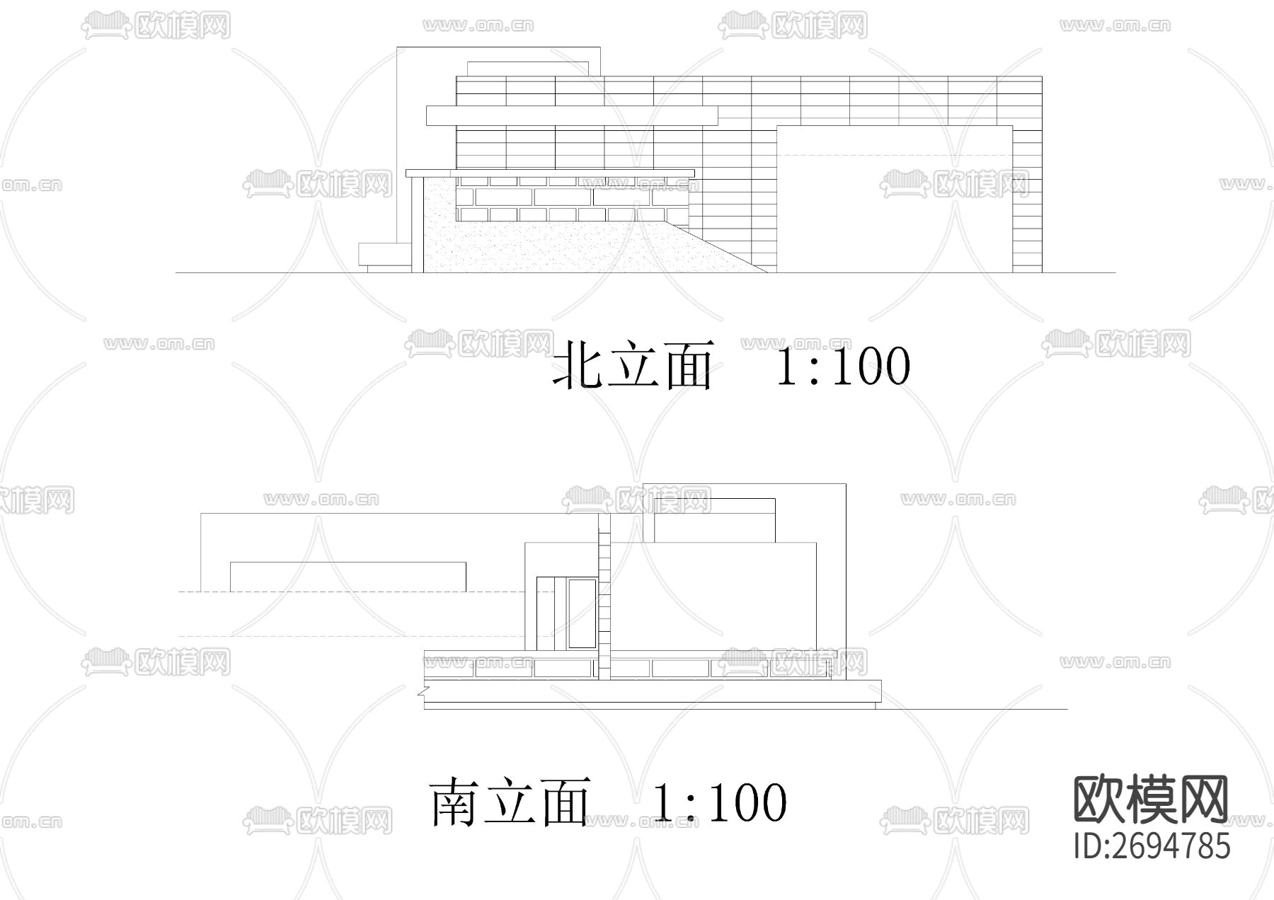 小区入口特色景观值班建筑cad施工图下载（渲染图4）