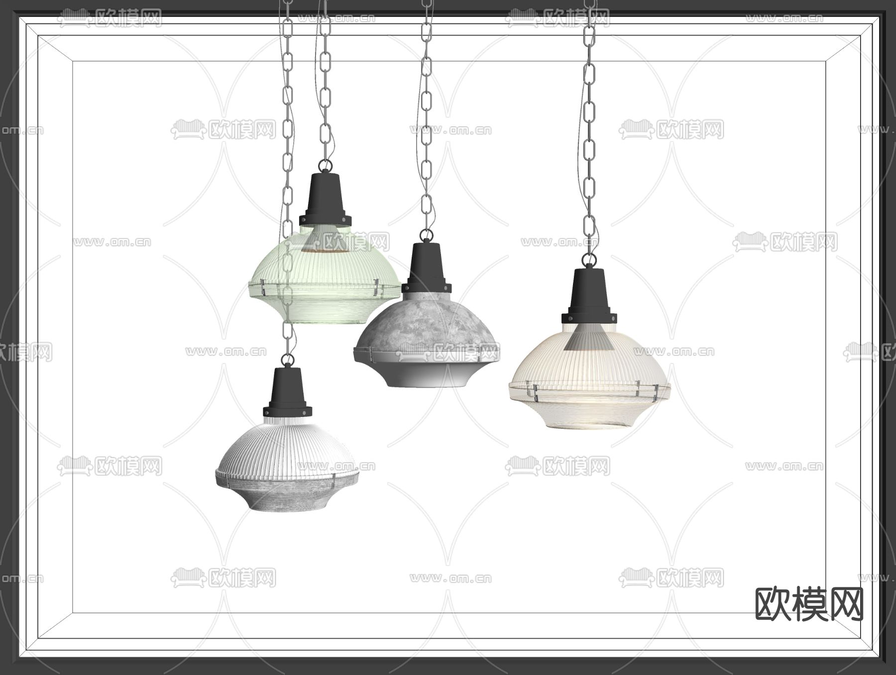工业风吊灯su模型下载（渲染图2）