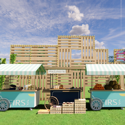  集市摊位 售货亭 露营外摆su模型 