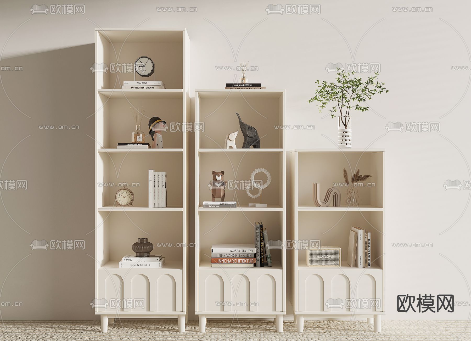 奶油风储物柜 置物柜3d模型下载