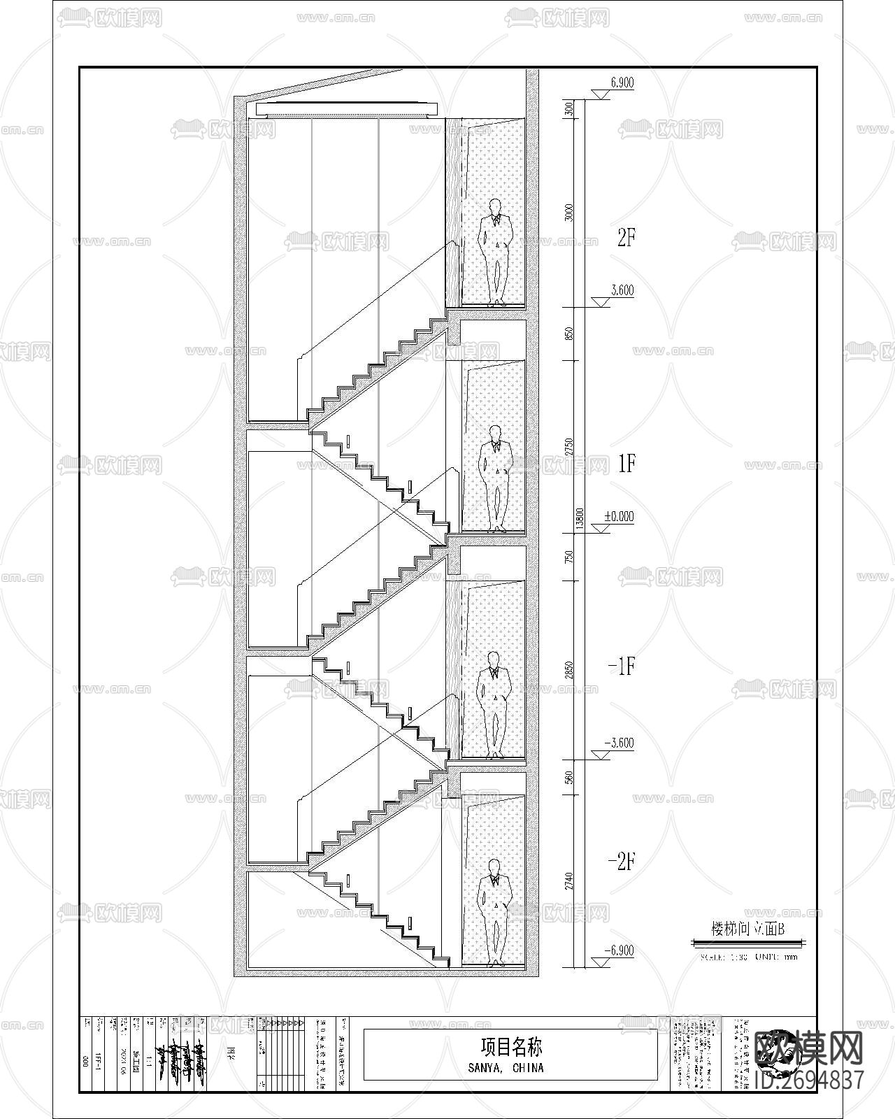 电梯轿厢楼梯节点大样下载（渲染图3）