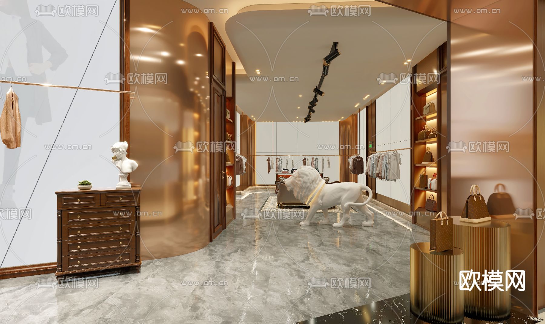 轻奢风服装店 女装店3d模型下载（渲染图6）