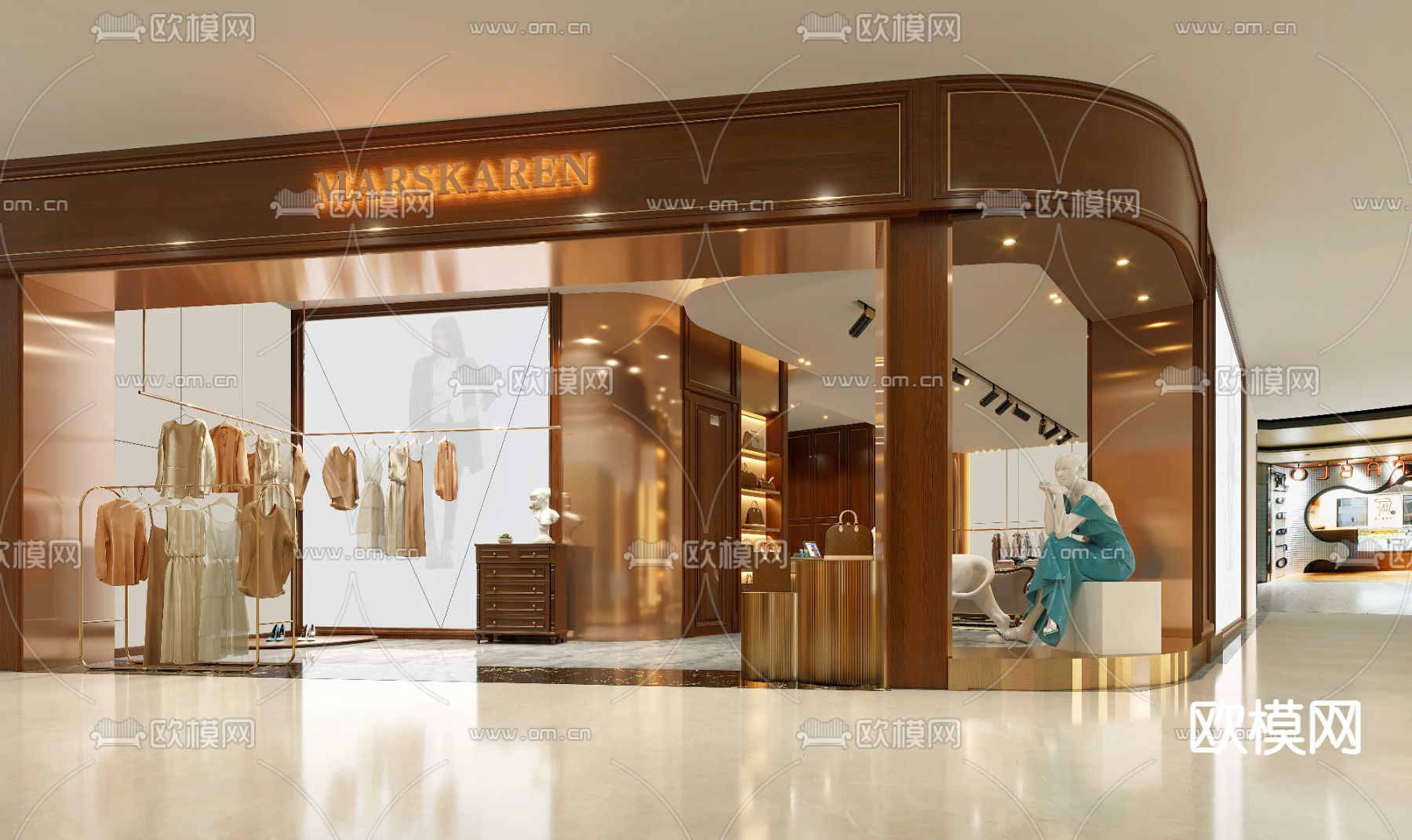 轻奢风服装店 女装店3d模型下载（渲染图5）