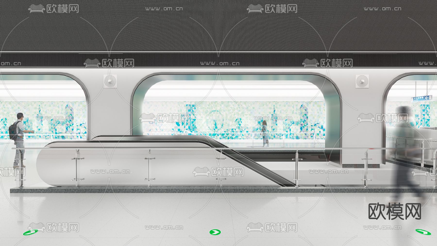 现代地铁站站厅su模型下载（渲染图2）
