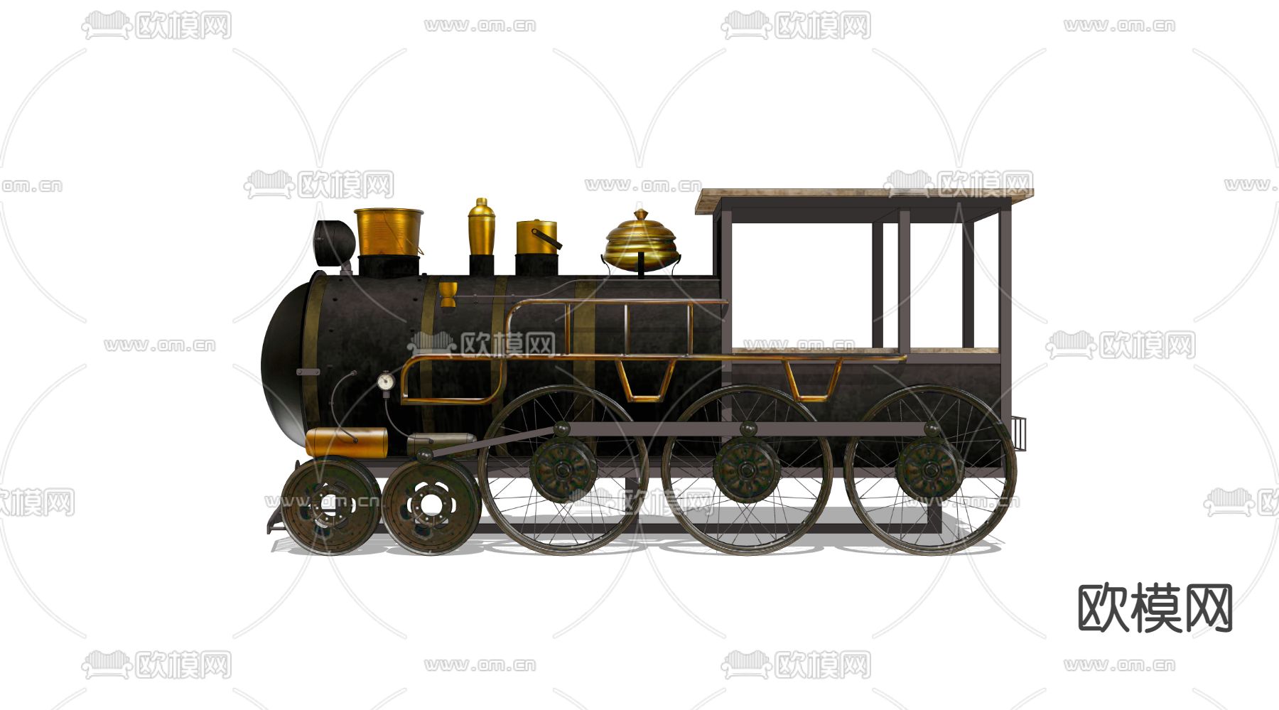 工业风蒸汽火车su模型下载（渲染图2）