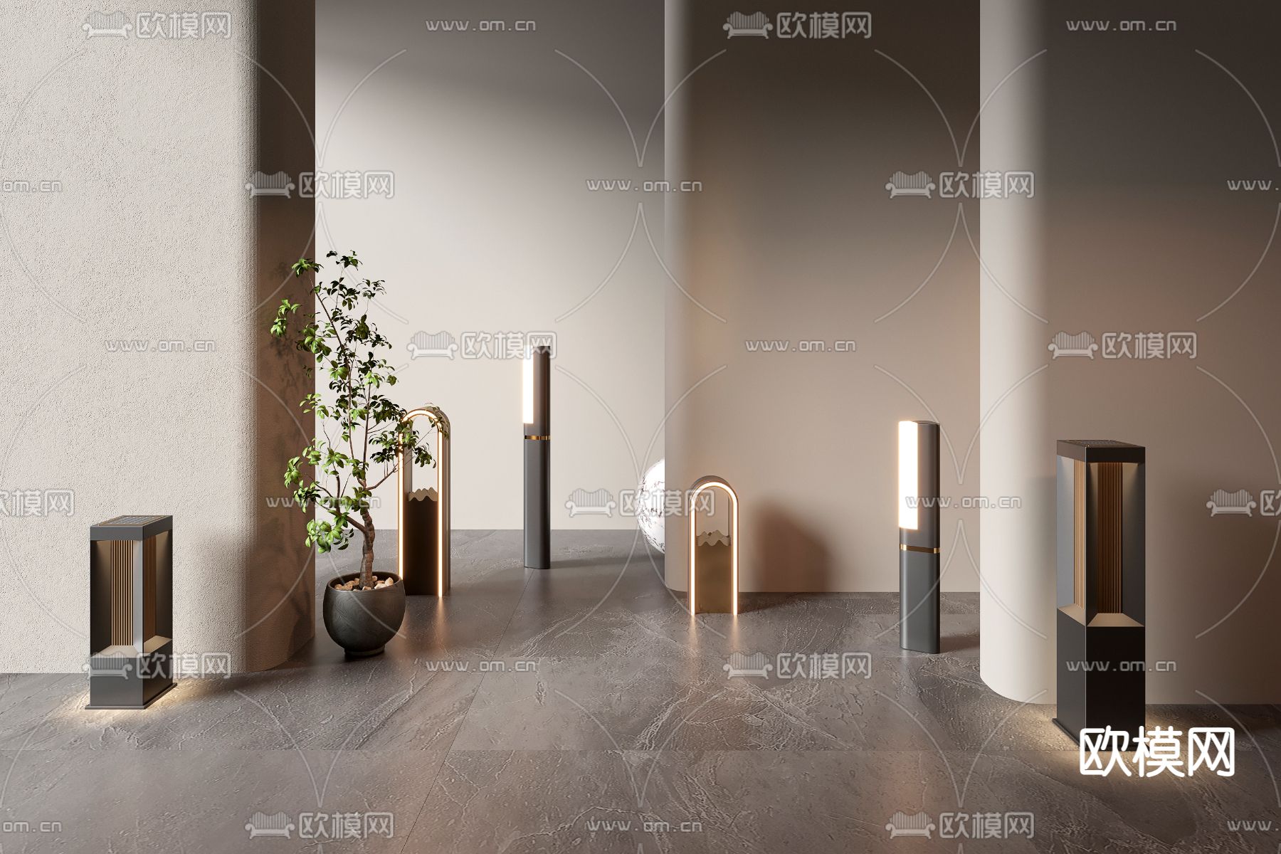 景观灯 户外灯 草坪灯 庭院灯su模型下载（渲染图1）