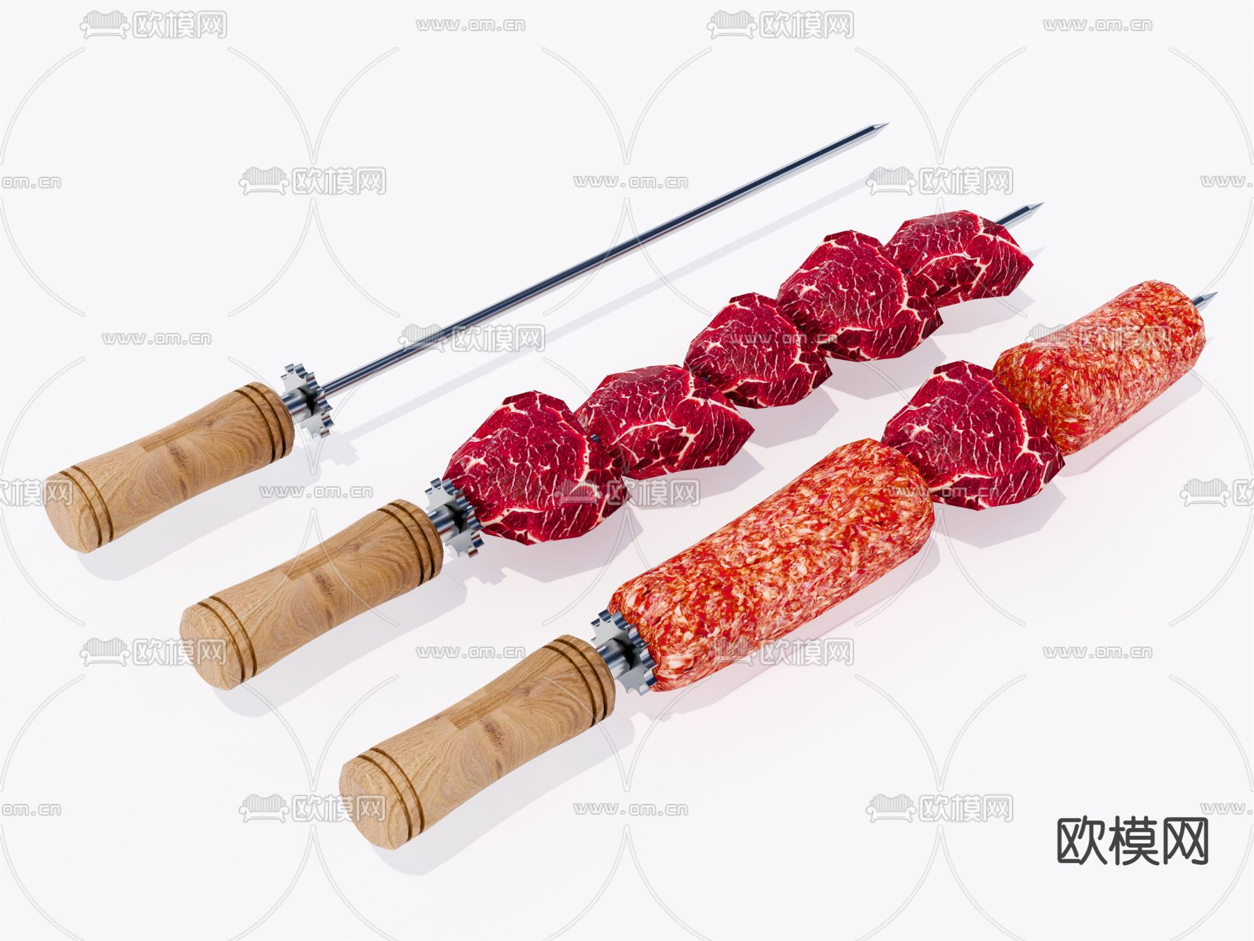 现代烤牛肉串su模型下载（渲染图1）