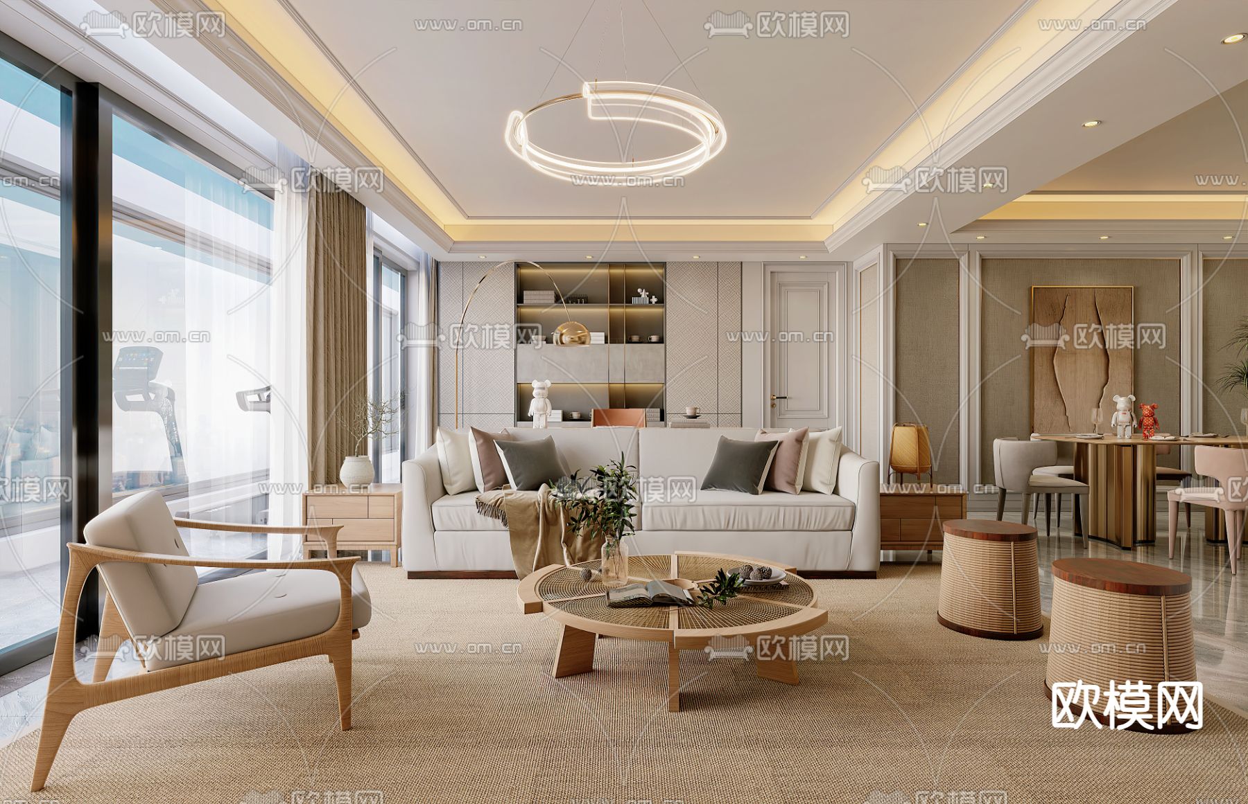 北欧客餐厅3d模型下载（渲染图1）