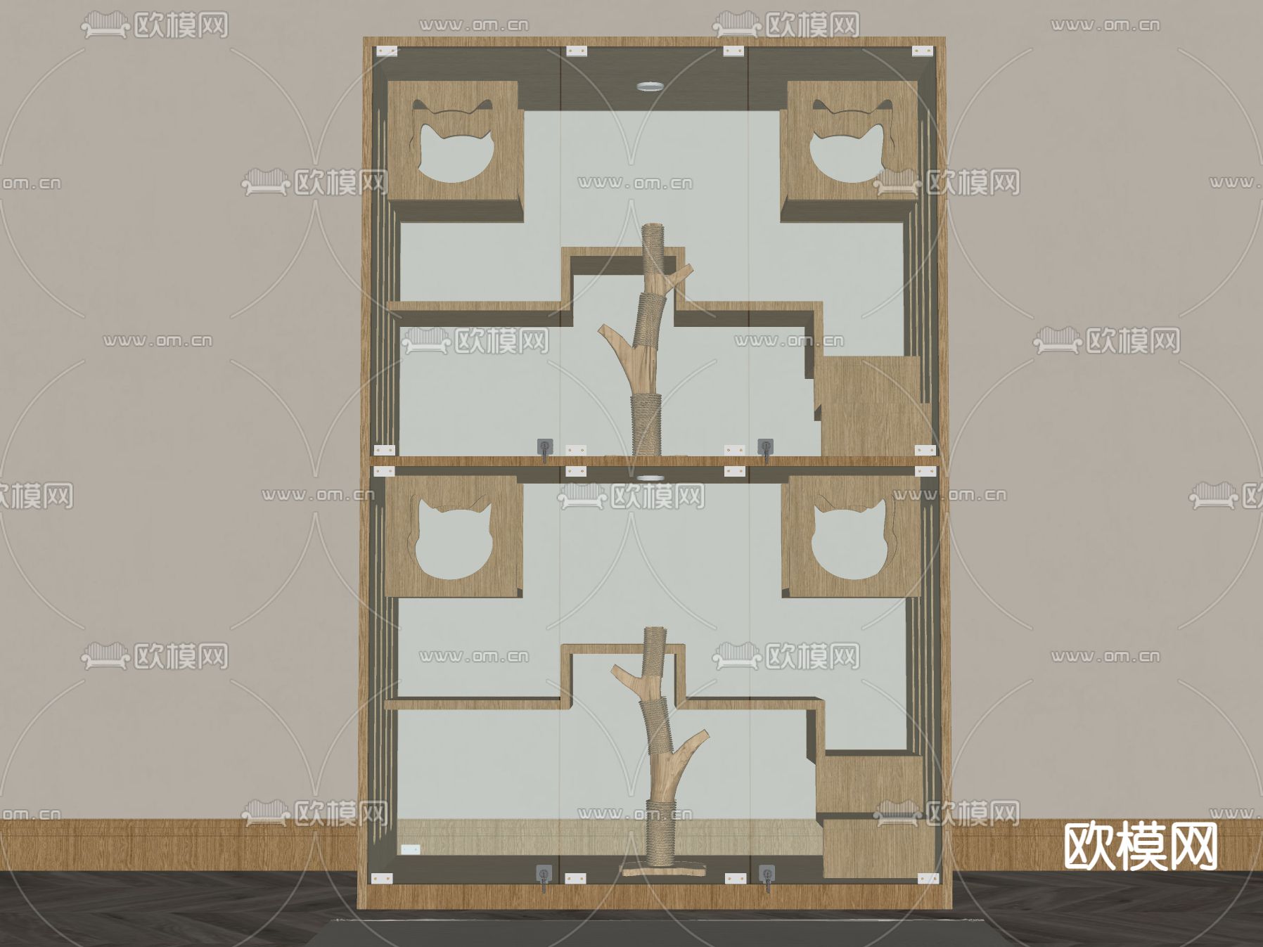 猫舍 猫爬架su模型下载（渲染图2）