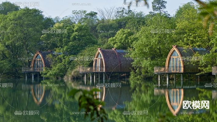 自然风民宿外观su模型下载（渲染图2）