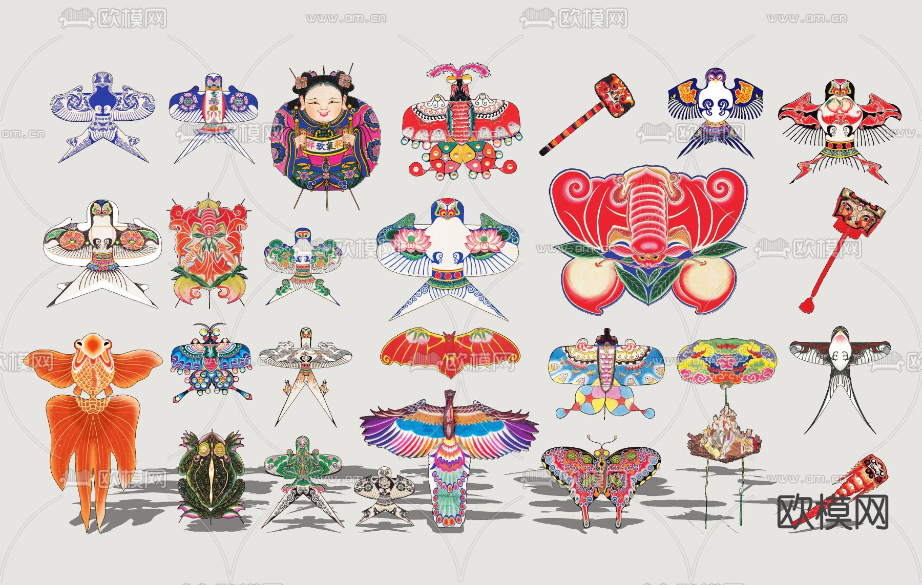 中式民俗风筝su模型